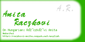 anita raczkovi business card